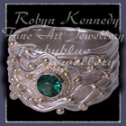 10 Karat Yellow Gold, Amethyst and Sterlling Silver 'Gem Joy' Rainforest Green Topaz Ring Image