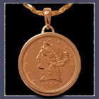 14 Karat Yellow Gold and 1880 Gold Coin Medallion Image