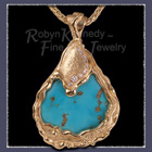 'Kiss The Sky', 18 Karat Yellow Gold, Turquoise and Diamond Pendant Image