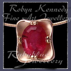 18 Karat Yellow Gold and Ruby Slider Pendant