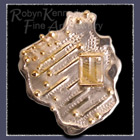 Sterling Silver & 14 Karat Gold Pendant / Brooch Set with Diamonds & Rutilated Quartz Image