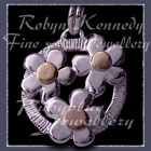 14 Karat Yellow Gold and Sterling Silver Forget-Me-Not 'Circle of Flowers' Charm Image