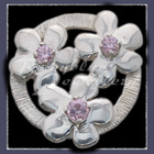 Sterling Silver 'Circle of Flowers' with Birthstones Lapel Pin Image