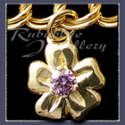 Gold Single Blossom Charm set with February Gemstone Image