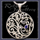 Sterling Silver 'Forget-Me-Not Bouquet' Pendant set with September Gemstone Image