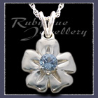 Sterling Silver 'Single Blossom' Pendant set with March Birthstone Image