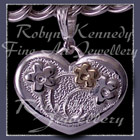 14 karat Yellow Gold and Sterling Silver Forget-Me-Not 'Heart' Charm Image