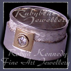 18 Karat Yellow Gold, Sterling Silver and Diamond 'Forever' Ring Image