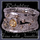 10 Karat Yellow Gold, Sterling Silver and Honey Topaz 'Chicl' Ring Image