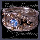 10 Karat Yellow Gold, Ice Blue Topaz and Argentium Sterling Silver 'Chicl' Ring Image