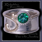 14 Karat Yellow Gold, Sterling Silver and Rainforest Green Topaz 'Delilah' Ring Image