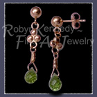 14 Karat Yellow Gold and AA Grade Genuine Peridot Briolette Gemstone 'Enchanted' Peridot Earrings Image