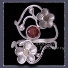 10 Karat Yellow Gold and Sterling Silver 'Feelin' Groovy' Mozambique Garnet Ring Image