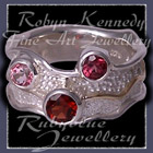 14 Karat Yellow Gold, Sterling Silver, Mozambique Garnet, AAA Rhodolite Garnet and Baby Pink Topaz 'Garnet Pleasures' Ring Image