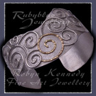 Sterling Silver and 14 Karat Gold 'Queen Maleen' Wave Cuff Bracelet Image