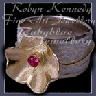 18 karat Yellow Gold, Sterling Silver and Genuine Ruby 'Love Blooms' Ring Image