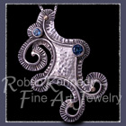 Sterling Silver, Teal and Evergreen Genuine Diffused Topaz 'Lucky Charms ~ Diamond' Pendant / Brooch Image