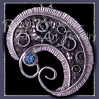 Sterling Silver and Genuine Diffused Teal Topaz 'Lucky Charms ~ Moon' Pendant / Brooch Image