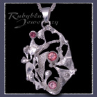Sterling Silver, Rhodolite Garnet, Passion Pink Topaz and Baby Pink Topaz 'Phoenix' Pendant Image