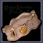 10 Karat Yellow Gold, Sterling Silver and Genuine Yellow Sapphire Ring Image