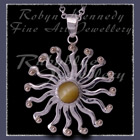 10 Karat Yellow Gold, Sterling Silver and Honey Tiger's Eye 'Sun' Pendant Image