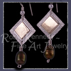 10 Karat Yellow Gold, Sterling Silver and Black Pearls 'Tribal Glam II' Earrings Image