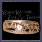 14 Karat Yellow & White Gold accented by a Genuine White Sapphire Gemstone 'Triumph' One-of-a-Kind Ring Image