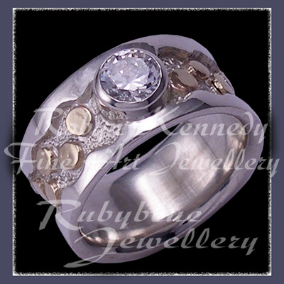 10 Karat Yellow Gold, Sterling Silver and Cubic Zirconia 'Destiny' Ring Image