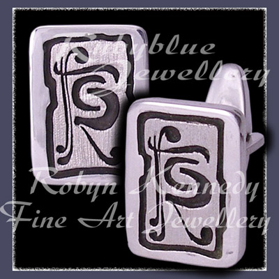 Oxidized Sterling Silver 'Flatrock Cellars I' Cufflinks Image