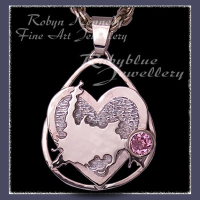 10 Karat Gold, Sterling Silver and Pink Tourmaline 'Jessie's Cove' Pendant Image