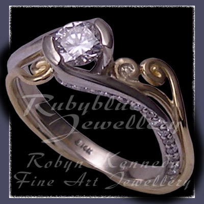 18 Karat Yellow Gold, 14 Karat White Gold and Diamonds 'Karen's' Ring Image