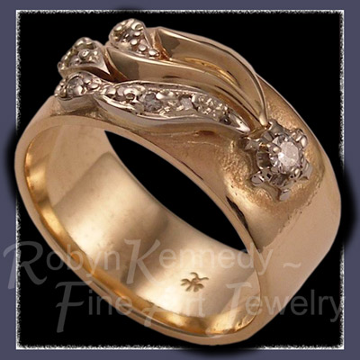 14 Karat Yellow and White Gold 'Starburst' Wedding Band Image
