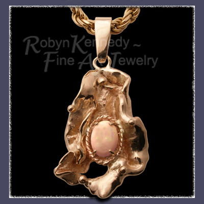 Various Karats of Yellow Gold Watercast into an Opal Pendant Image