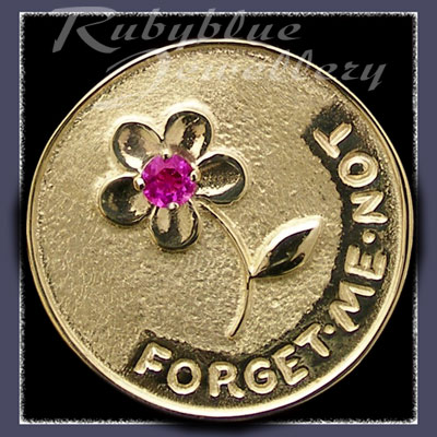 Gold 'Engraved' Lapel Pin with July Birthstone Image