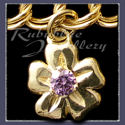 Gold 'Single Blossom' Charm with October Birthstone Image