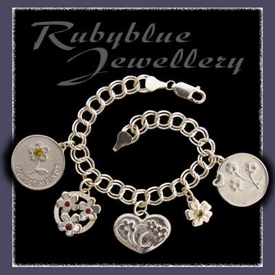 Sterling Silver Charm Bracelet with Forget-Me-Not Charm Collection Charms Image
