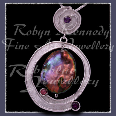Argentium Silver, Amethyst & Rhodolite Garnet "Astral-Essence" Pendant Image