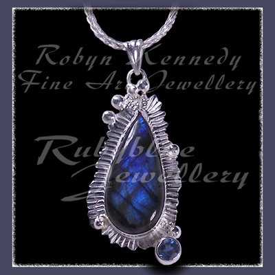 Sterling Silver, Labradorite and London Blue Topaz "Blue Spirit" Pendant Image