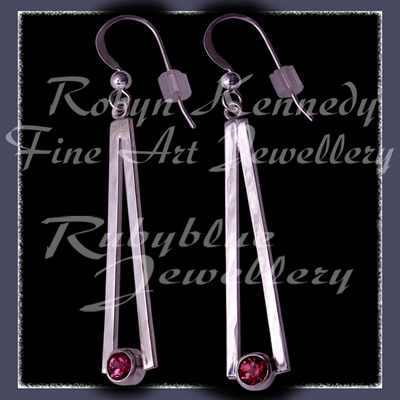 Argentium Silver, Steling Silver and Genuine Rhodolite Garnet  'Cleopatra' Earrings Image