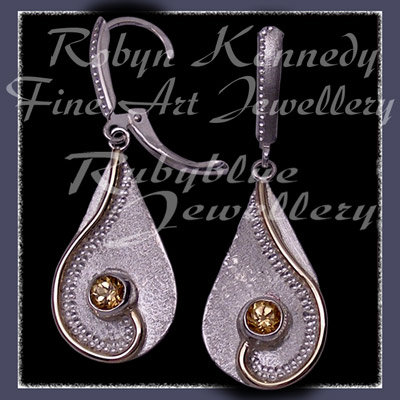 10 Karat Yellow Gold, Sterling Silver and Honey Topaz 'Dreamland' Earrings Image