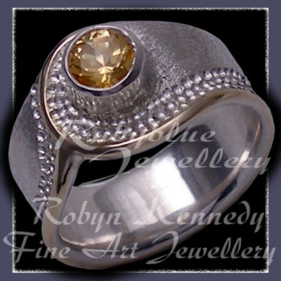 10 Karat Yellow Gold, Sterlium Sterling Silver and Genuine Honey Topaz 'Dreamland' Ring Image