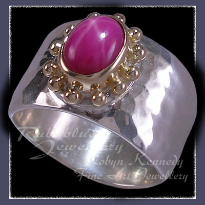 14 Karat Yellow Gold, Sterling Silver and Star Ruby 'Eternal Star' Ring Image