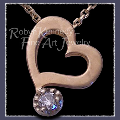 18 Karat Yellow & White Gold, Diamond and Rectangular Cable Link Pendant / Necklace Image