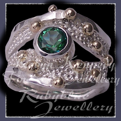 14 Karat Yellow Gold, Argentium Silver & Rainforest Topaz 'Jovial' Ring Image