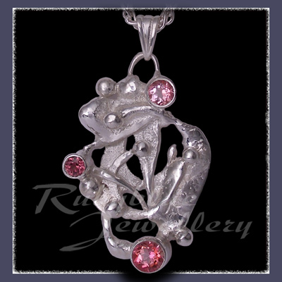 Sterling Silver, Baby Pink Topaz, Rhodolite Garnet & Pure Pink Topaz 'Phoenix' Pendant Image