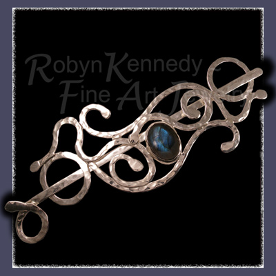 Sterling Silver and Labradorite 'Pride of Nain II' Hair Barrette Image
