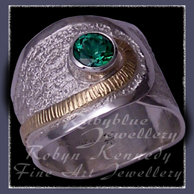 18 Karat Yellow Gold, Sterling and Genuine Rainforest Topaz 'Radiance' Ring Image