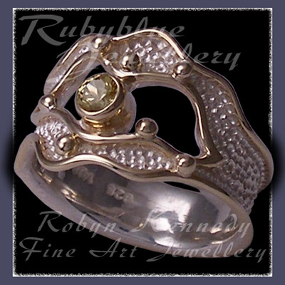 Genuine Yellow Sapphire, 14 Karat Yellow Gold & Sterling Silver 'Sun Kissed' One-Of-A-Kind Ring
