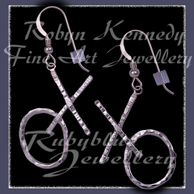 Sterling Silver and 10 Karat Yellow Gold 'Feeling Groovy' Flower and Swirls Earrings Image