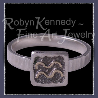 Sterling Silver and 14 Karat Yellow Gold 'Aquarius' Ring Image